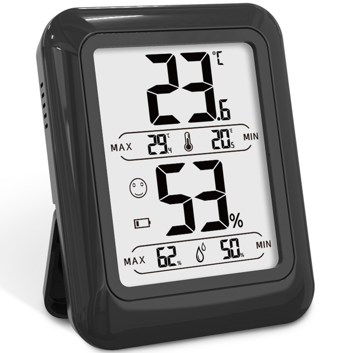Strex Digitale Thermo Hygrometer Zwart - Digitale Thermo Meter Binnen - Hygro Meter Binnen - Weerstation Met Luchtvochtigheidsmeter - Inclusief Batterij