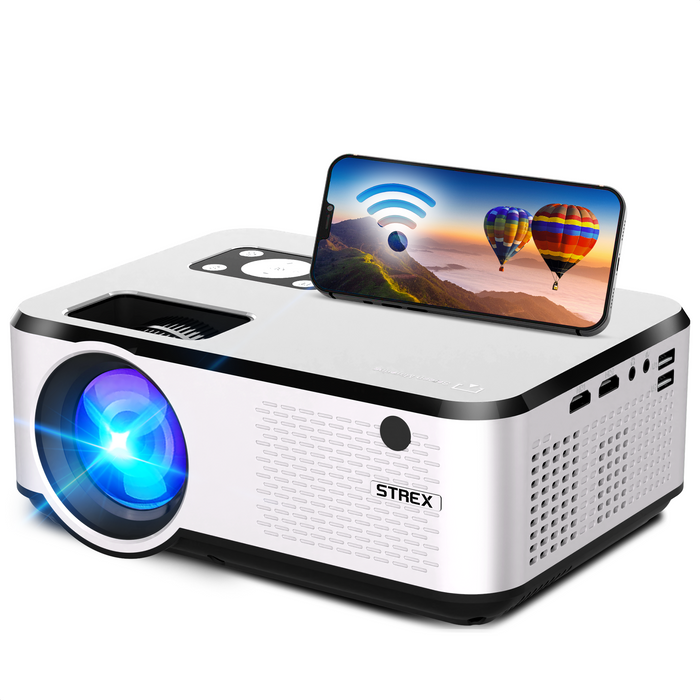 Strex Beamer - Full HD 1920x1080P - 7000 Lumen - Streamen Vanaf Je Telefoon Met WiFi - Mini Projector - Incl. 100" Projectiescherm
