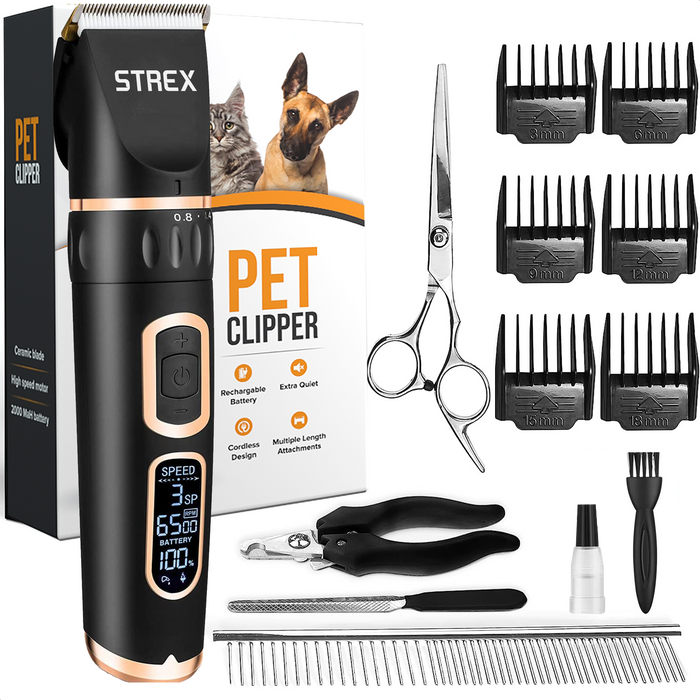 Strex Hondentondeuse / Dieren Tondeuse Extra Stil - Draadloos - 5 Standen - Hondentrimmer Voor Alle Vachten - Ook Voor Katten