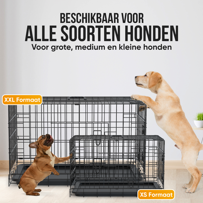Avalo Hondenbench XXL - Bench Voor Honden - Opvouwbare Kooi - 2 Deuren - 122x74x80 CM