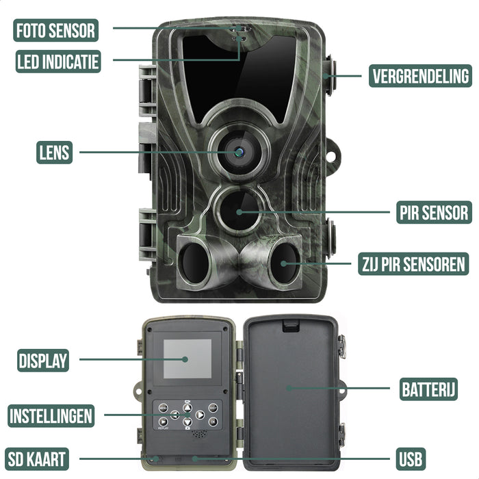 Strex Wildcamera met Nachtzicht - 120MP 4K ULTRA HD - Waterdicht - Incl. 32 GB SD - Wild Camera