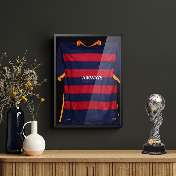 Avalo Wissellijst - Inlijsten Voetbal Shirt - 3D Box Frame - 60x80 CM - Zwart - Diepe lijst - Shirt Inlijsten In Fotolijst