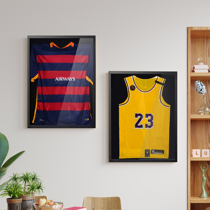 Avalo Wissellijst - Inlijsten Voetbal Shirt - 3D Box Frame - 60x80 CM - Zwart - Diepe lijst - Shirt Inlijsten In Fotolijst