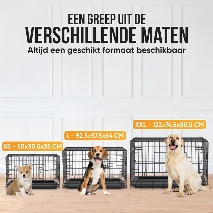 Avalo Hondenbench XXL - Bench Voor Honden - Opvouwbare Kooi - 2 Deuren - 122x74x80 CM