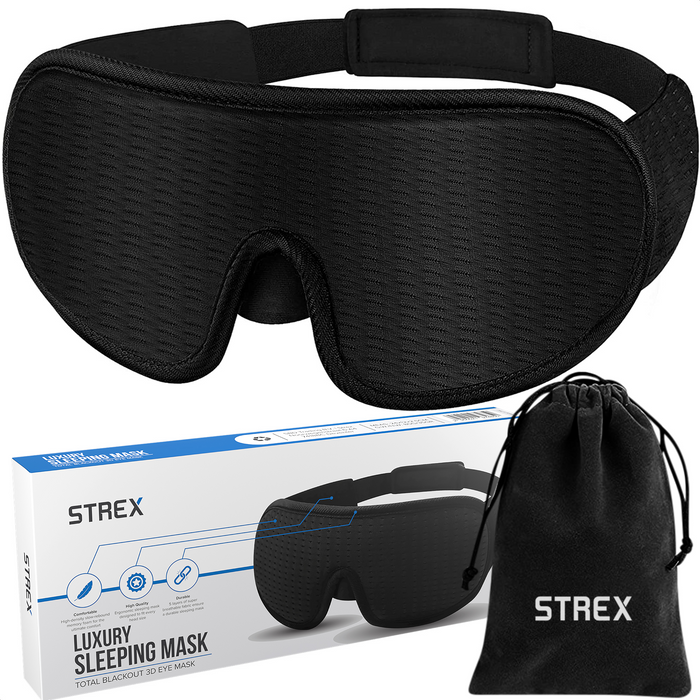 Strex Luxe Slaapmasker - 3D Ergonomisch - 100% Verduisterend - Traagschuim - Slaap Masker - Oog Masker