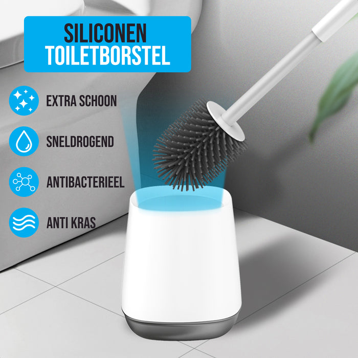 Strex Toiletborstel Siliconen met Houder - Sneldrogend, Hygiënisch & Antibacteriële Werking - WC Borstel - Toilet Borstel Houder