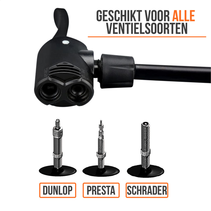 Strex Fietspomp - Drukmeter - 11 Bar – Bal pomp - Oranje