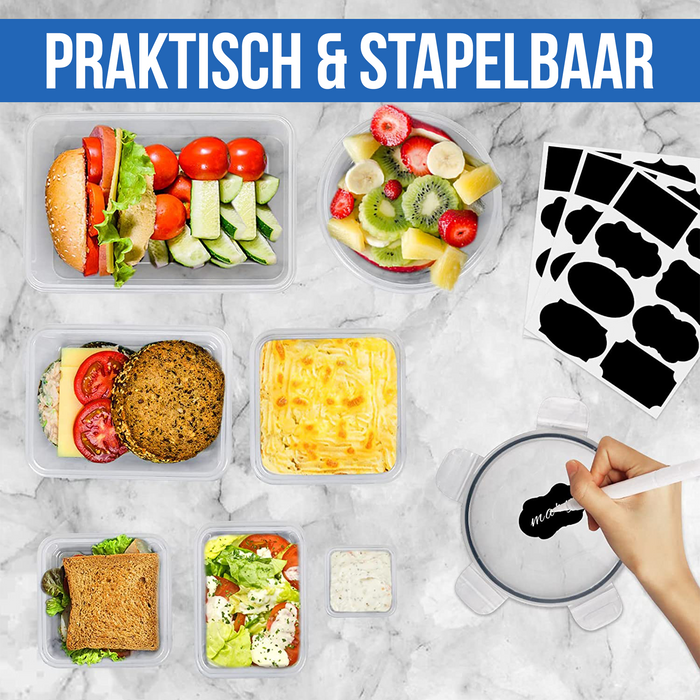 Strex Vershoudbakjes - Meal Prep Bakjes - Plastic Diepvries Bakjes - Met Deksel - 18 Delige set - BPA Vrije Magnetronbakjes