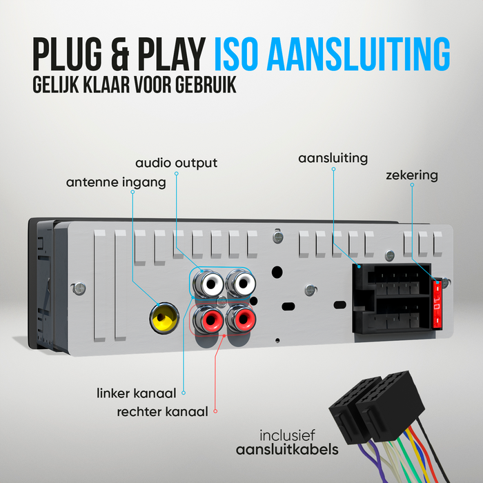 Strex Autoradio met Bluetooth voor alle auto's - USB, AUX en Handsfree - Afstandsbediening - Enkel DIN Auto Radio met Ingebouwde Microfoon