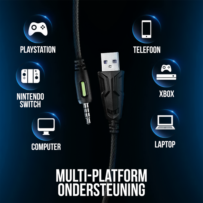 Strex Gaming Headset met Microfoon Blauw - PC + PS4 + PS5 + Xbox One + Xbox Series