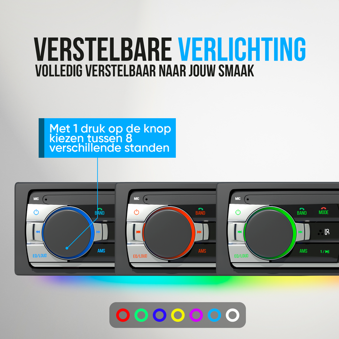 Strex Autoradio met Bluetooth voor alle auto's - USB, AUX en Handsfree - Afstandsbediening - Enkel DIN Auto Radio met Ingebouwde Microfoon