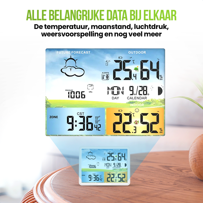 Strex Weerstation Wit - Draadloos - 75M Bereik - Binnen & Buiten - Temperatuur - Luchtvochtigheid - Weersvoorspelling