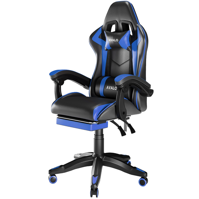 Avalo Gaming Stoel - Gamestoel - Ergonomische Bureaustoel Verstelbaar - Game Stoel - Gaming Chair - Zwart/Blauw