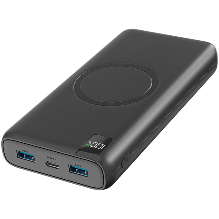 Strex Powerbank met Draadloze Qi Snellader - 27.000 mAh - 22.5W Snellader - Draadloos Opladen - USB-A/USB-C - LED Indicatie - Universele Powerbank geschikt voor o.a. iOS/Android