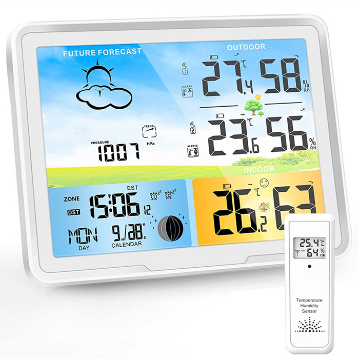 Strex Weerstation Wit - Draadloos - 75M Bereik - Binnen & Buiten - Temperatuur - Luchtvochtigheid - Weersvoorspelling