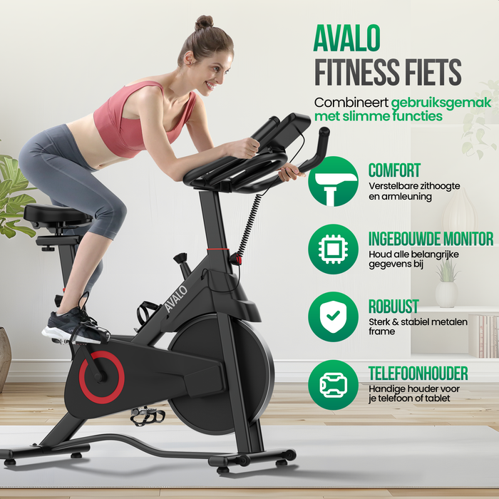 Avalo Indoor Cycle - Hometrainer Fiets - Spinning Fiets - Magnetisch weerstandssysteem - Trainingscomputer & LCD scherm