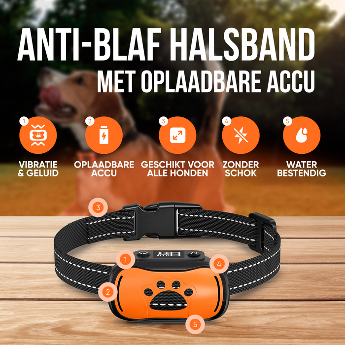 Strex Anti Blafband voor Honden - 3-60KG - Oplaadbaar - Zonder Schok - Vibratie en Audio - Diervriendelijk - Anti Blaf Band - Anti Blaf Apparaat - Opvoedingshalsband Alle Honden