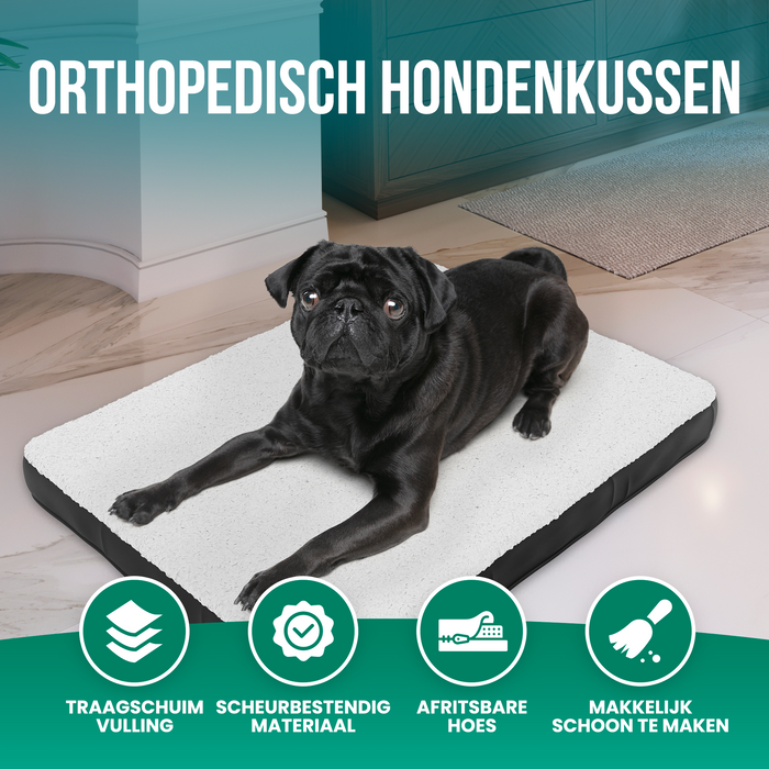 Avalo Orthopedisch Hondenkussen S - 45x65 cm - Wasbaar / Traagschuim / Antislip - Orthopedische Hondenmand