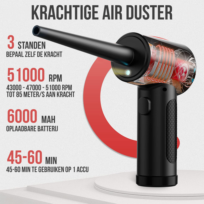 Strex Air Duster Draadloos - Oplaadbaar 6000mAh - 51.000 RPM - Perslucht - Compressed Air