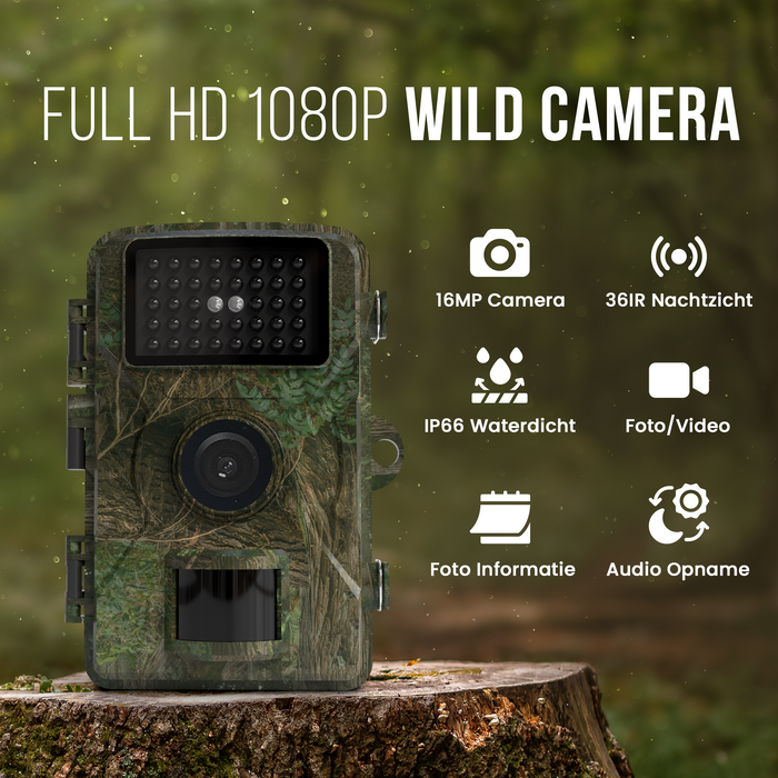 Strex Wildcamera met Nachtzicht - 16MP 1080P Full HD - Waterdicht - Jachtcamera - Wild Camera