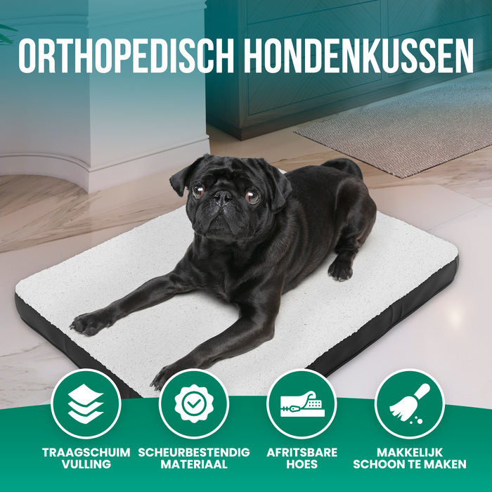 Avalo Orthopedisch Hondenkussen M - 76x51 cm - Wasbaar / Traagschuim / Antislip - Orthopedische Hondenmand