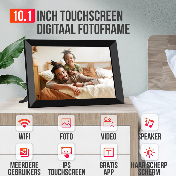 Strex Digitale Fotolijst met WiFi - 10.1 Inch Touchscreen - Frameo software via App