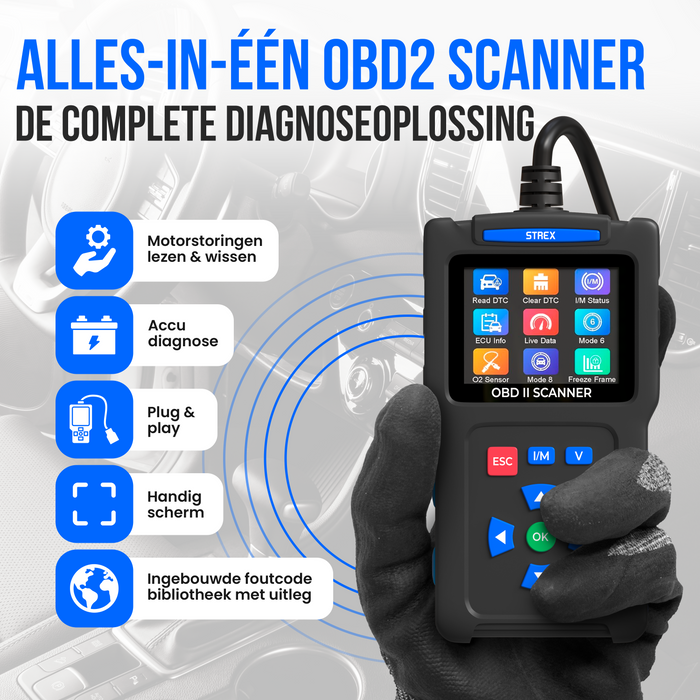 Strex OBD2 Scanner - OBD - Auto Uitlezen - Storing Verwijderen - NL Taal - Auto scanner - Diagnose Apparatuur Voor Auto's - Motorstoring