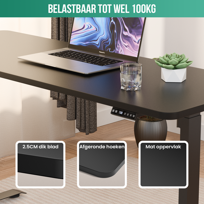 Avalo Bureaublad Los 140x60cm - Zwart - Tafelblad - Blad Elektrisch Bureau