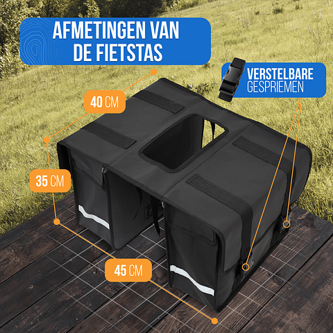 Strex Dubbele Fietstassen Waterdicht – Fietstas 40 Liter – Zwart - Met Reflectoren - Elektrische Fiets
