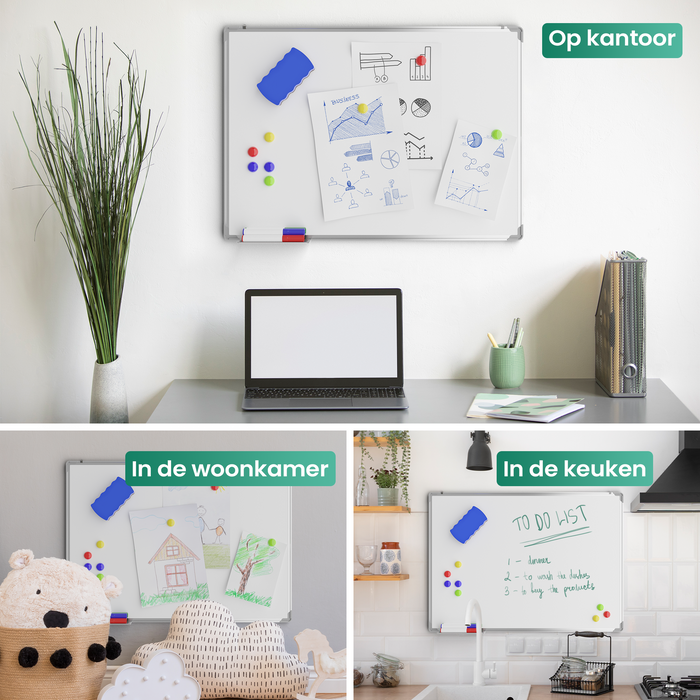 Avalo Whiteboard 60x90 cm - 14 in 1 set - Whiteboard Magnetisch inclusief Markers, Magneten & Wisser