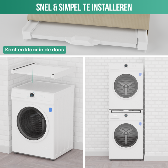 Avalo Tussenstuk Wasmachine Droger – Stapelkit Wasmachine Droger - Tussenkader - Uitschuifbare Lade