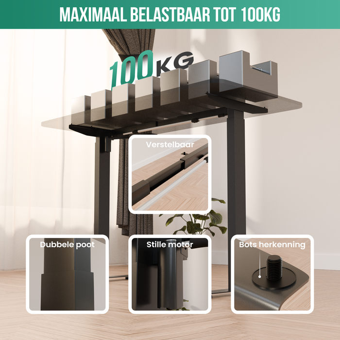 Avalo Bureauonderstel Elektrisch Verstelbaar - Zit Sta Bureau Elektrisch - Elektrisch Bureau Frame - Geschikt Voor Bureaublad 60-80 x 100-160cm