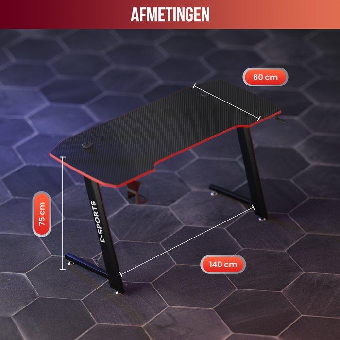 Avalo Gaming Bureau - 140x60x75 CM - Game Desk - Tafel - Zwart