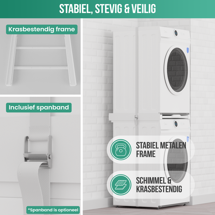 Avalo Tussenstuk Wasmachine Droger – Stapelkit Wasmachine Droger - Tussenkader - Uitschuifbare Lade