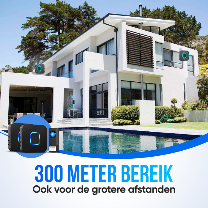 Strex Draadloze Deurbel met 2 Ontvangers Op Batterij - Plug & Play - 300 Meter - 4 Volume / 58 Melodieën - IP55 Waterdicht