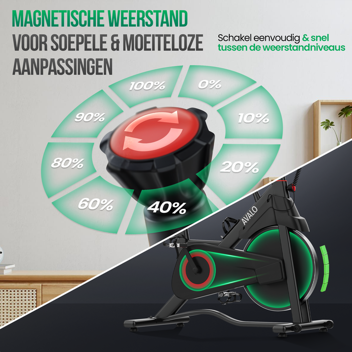 Avalo Indoor Cycle - Hometrainer Fiets - Spinning Fiets - Magnetisch weerstandssysteem - Trainingscomputer & LCD scherm