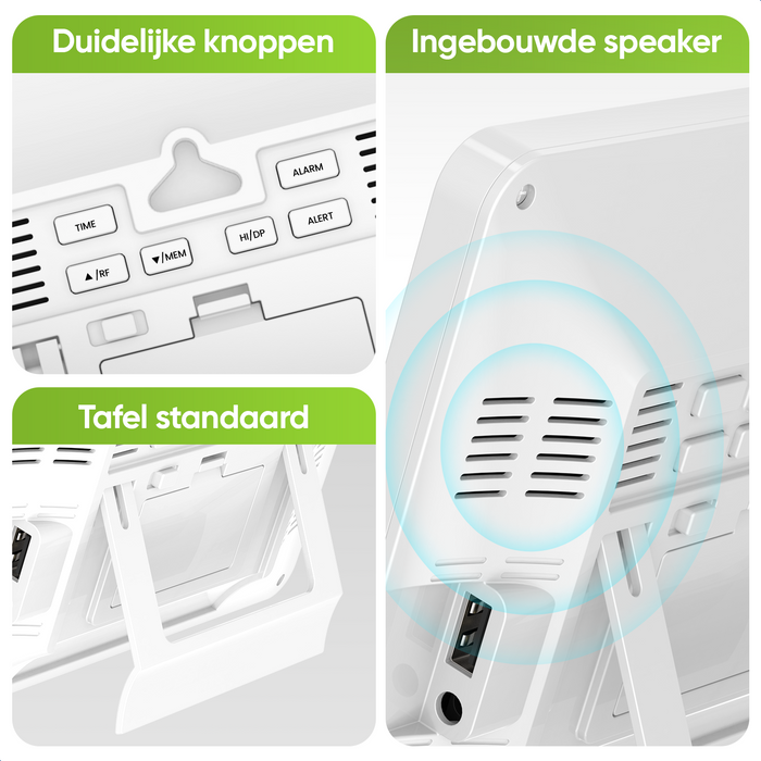 Strex Weerstation Wit - Draadloos - 75M Bereik - Binnen & Buiten - Temperatuur - Luchtvochtigheid - Weersvoorspelling