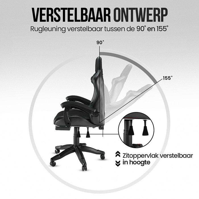 Avalo Gaming Stoel - Gamestoel - Ergonomische Bureaustoel Verstelbaar - Game Stoel - Gaming Chair - Zwart