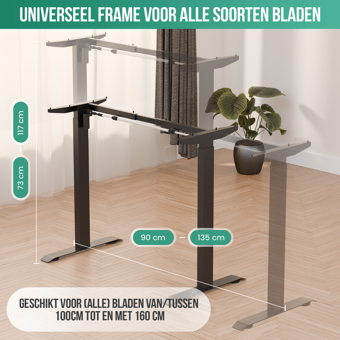 Avalo Bureauonderstel Elektrisch Verstelbaar - Zit Sta Bureau Elektrisch - Elektrisch Bureau Frame - Geschikt Voor Bureaublad 60-80 x 100-160cm