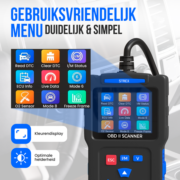 Strex OBD2 Scanner - OBD - Auto Uitlezen - Storing Verwijderen - NL Taal - Auto scanner - Diagnose Apparatuur Voor Auto's - Motorstoring