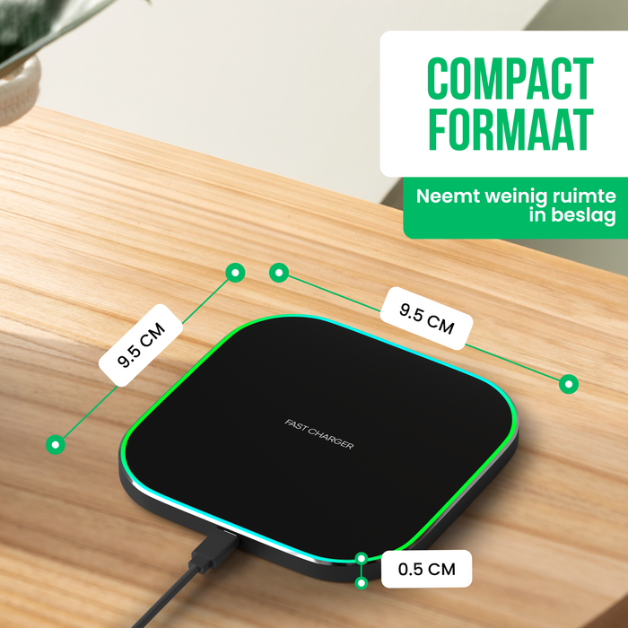 Strex Draadloze Oplader 15W - Inclusief Kabel - QI Snellader - Wireless Charger - Fast Charger - LED Indicatie - Zwart