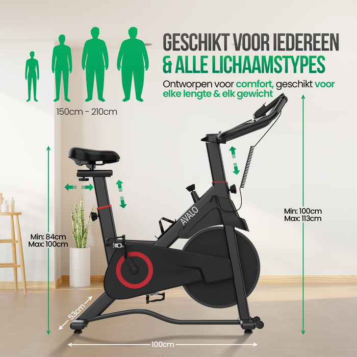 Avalo Indoor Cycle - Hometrainer Fiets - Spinning Fiets - Magnetisch weerstandssysteem - Trainingscomputer & LCD scherm