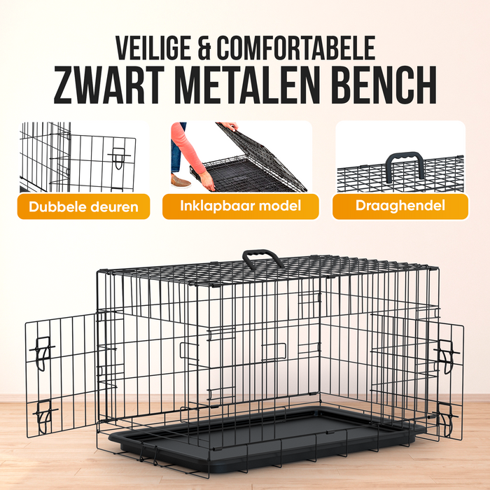 Avalo Hondenbench XS - Bench Voor Honden - Opvouwbare Kooi - 2 Deuren - 50x30x35 CM