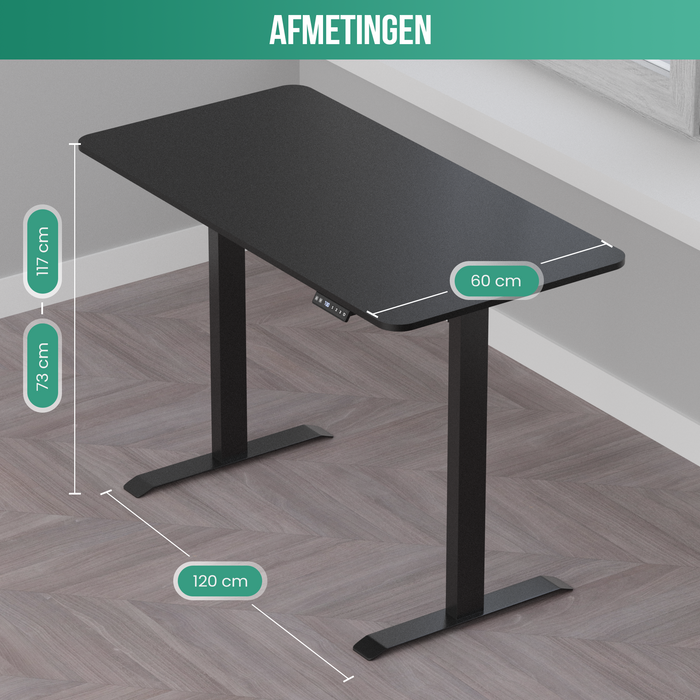 Avalo Zit Sta Bureau Elektrisch Verstelbaar - 120x60 CM - Zwart - Elektrisch Bureau