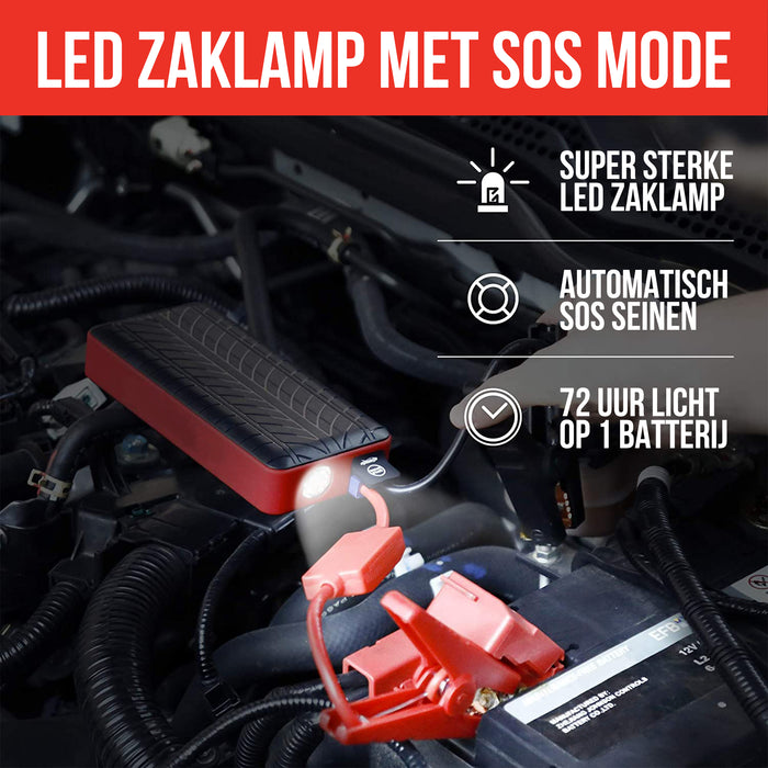 Strex 12V Jumpstarter voor Auto - 1000A / 18.000 mAh - 4-in-1 Starthulp met Powerbank, LED Zaklamp en SOS Noodlicht - In Opbergkoffer