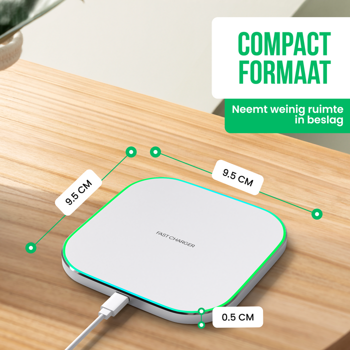 Strex Draadloze Oplader 15W - Inclusief Kabel - QI Snellader - Wireless Charger - Fast Charger - LED Indicatie - Wit