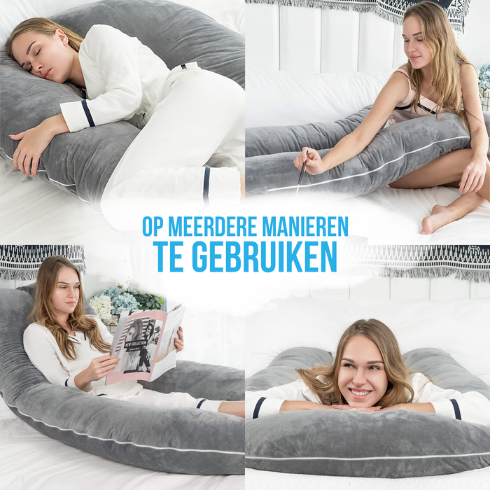 Avalo Zwangerschapskussen 5XL - 330CM - Afneembare Hoes - Zijslaapkussen / Body Pillow / Lichaamskussen / Voedingskussen