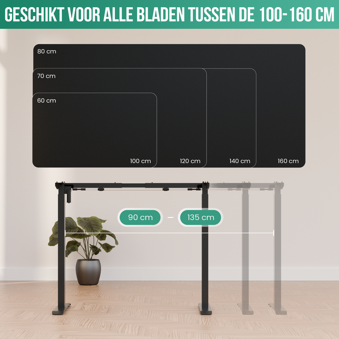 Avalo Bureauonderstel Elektrisch Verstelbaar - Zit Sta Bureau Elektrisch - Elektrisch Bureau Frame - Geschikt Voor Bureaublad 60-80 x 100-160cm