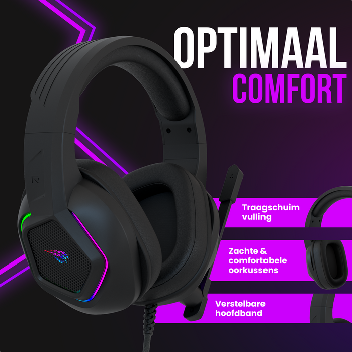 Strex Gaming Headset met Microfoon & RGB Verlichting - 7.1 Surround Sound - PC / PS4 / PS5 / XBOX / Switch