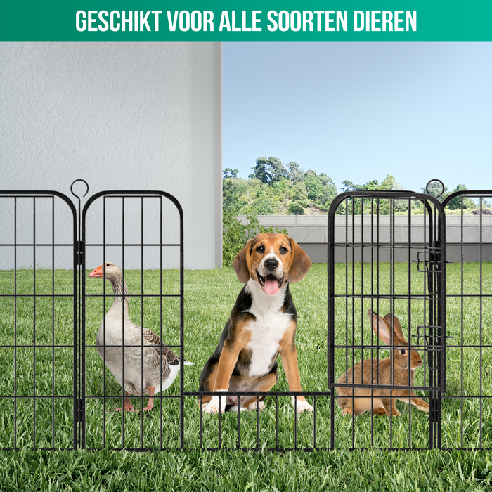 Avalo Puppyren Ø210cm Opvouwbaar Zwart - 8 panelen 80x60cm - Dierenren / Konijnenren / Hondenren